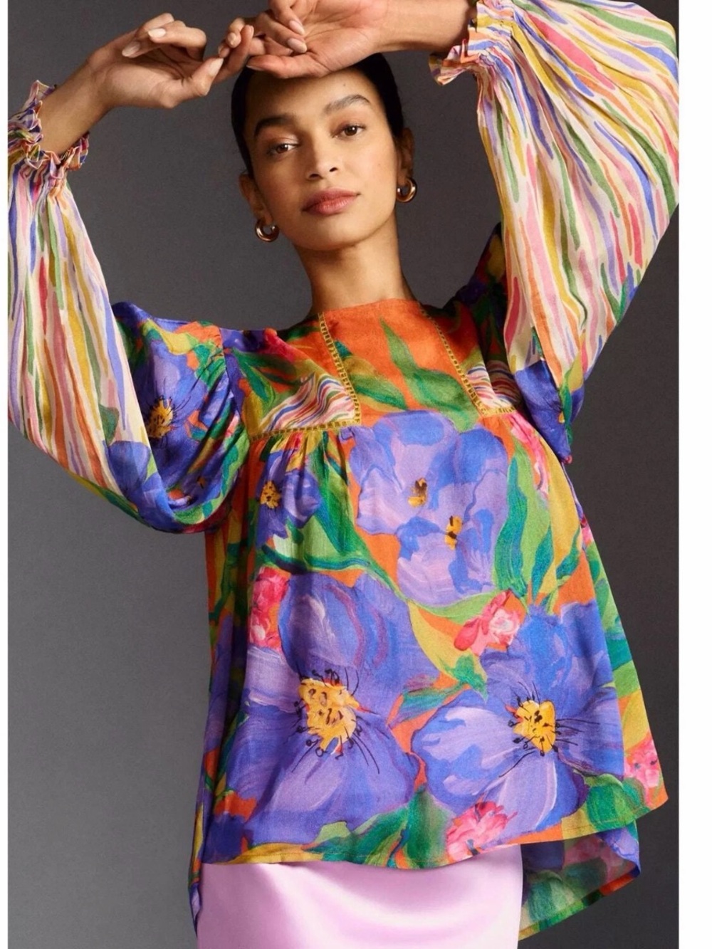 ANTHROPOLOGIE BL-NK‎ LONDON SZ XS Miranda Peasant Blouse in Plum